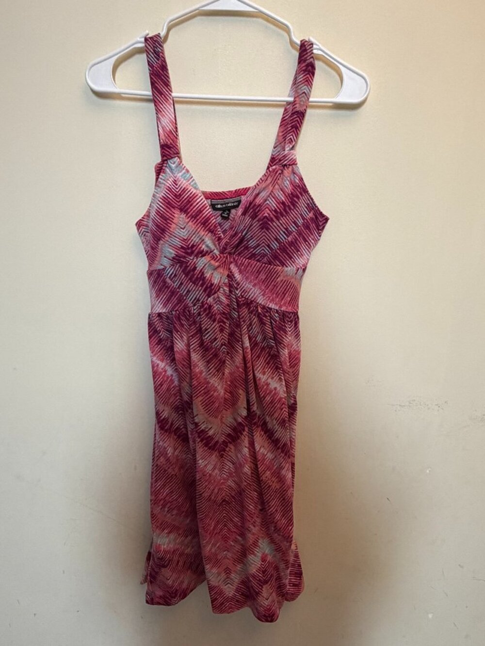 Allison Brittney Tie-Dye Chevron Twist-Front Midi Dress Size S